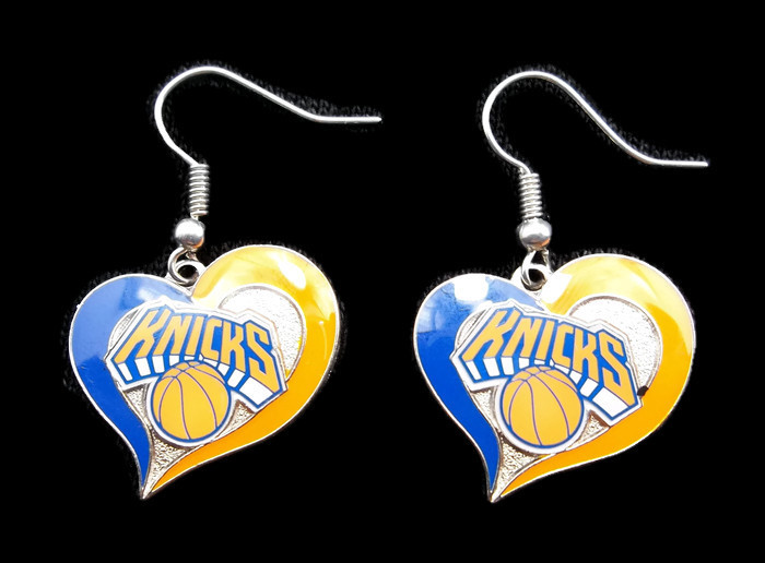 NBA NEW York Knicks Earrings Heart Swirl