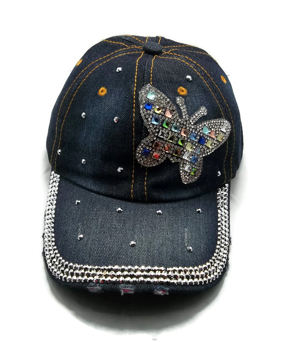 Rhinestone HAT - Side Butterfly