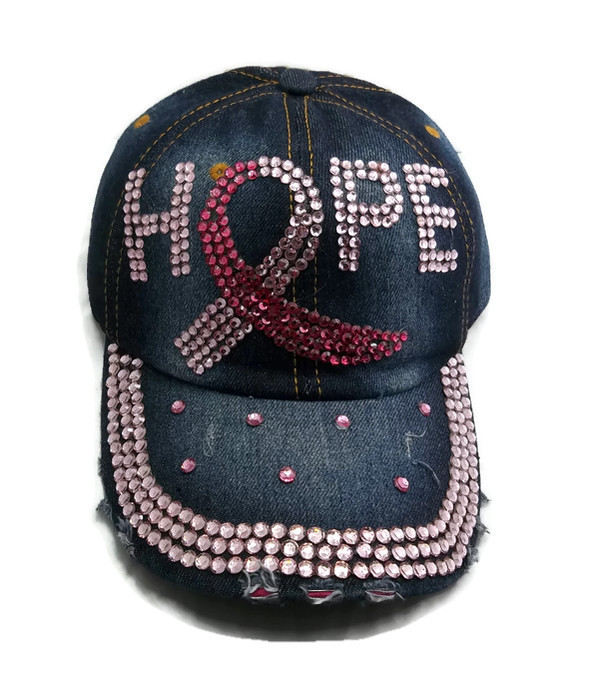 Rhinestone HAT - Hope Pink Ribbon