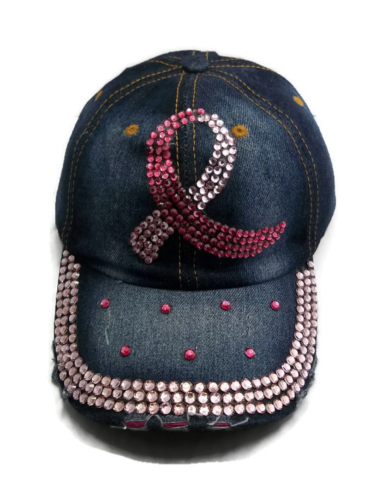 Rhinestone HAT - Pink Ribbon