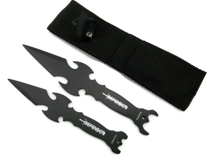 ''KNIFE 5326 7'''' Throw 2PC - Set of 2 Black 7'''' & 6'''' THROWING Knives with Sheath ''
