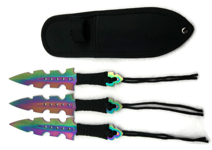 KNIFE T004208COL 3pc Throw - Multi Color / Iridescent 