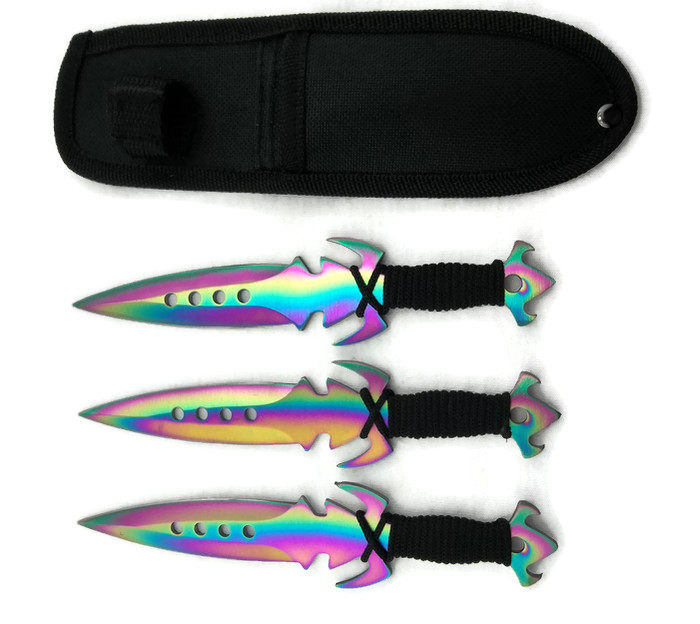 KNIFE T004298COL 3pc Throw - Multi Color / Iridescent 