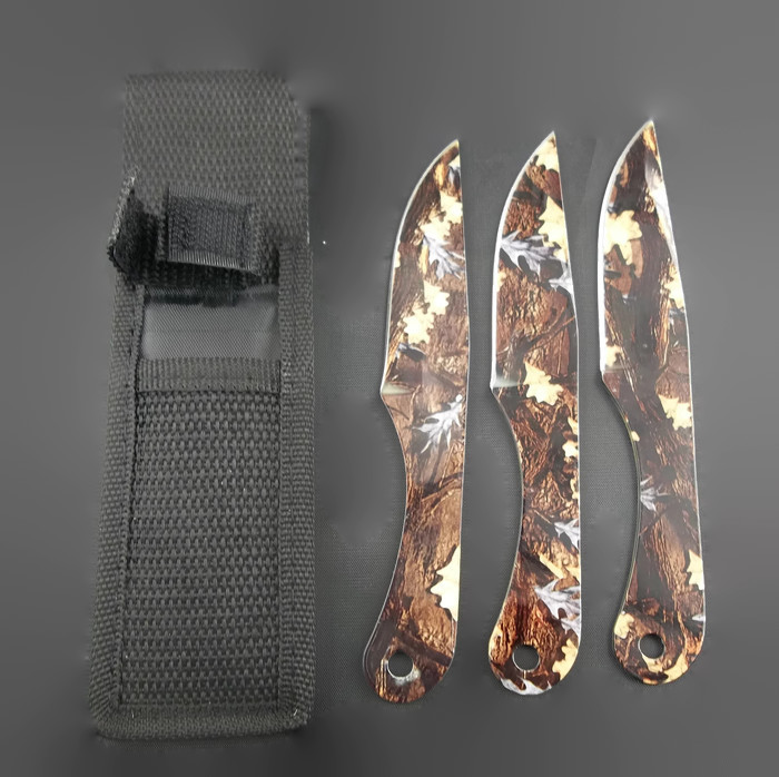 ''KNIFE A2303HC 3pcs 6'''' Throw - Set of 3 Hunter Camo THROWING Knives with Sheath ''