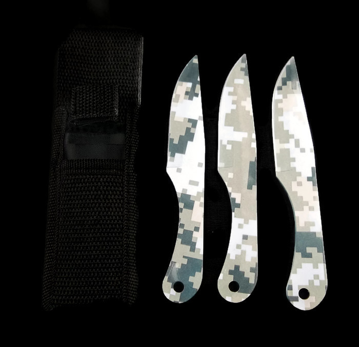 ''KNIFE A2303DC 3pcs 6'''' Throw - Set of 3 Digital Camo THROWING Knives with Sheath ''