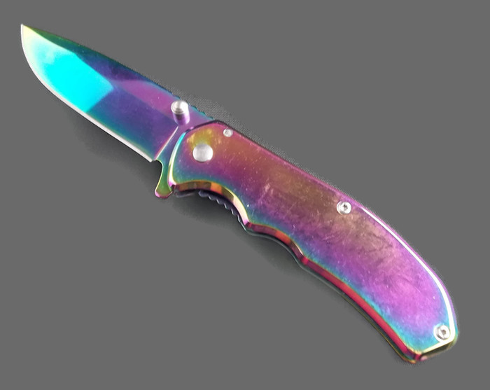''KNIFE KS8269RB 3.75'''' - Rainbow / Multi Color / Iridescent''