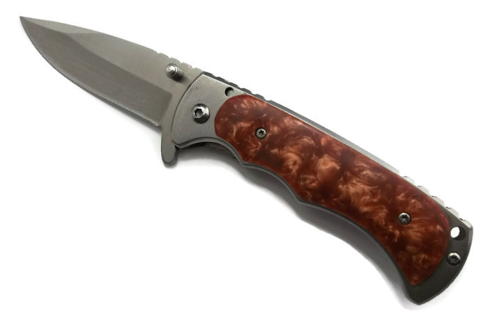 ''KNIFE KS1081BR 3'''' - Brown Marble Style Plated Handle''