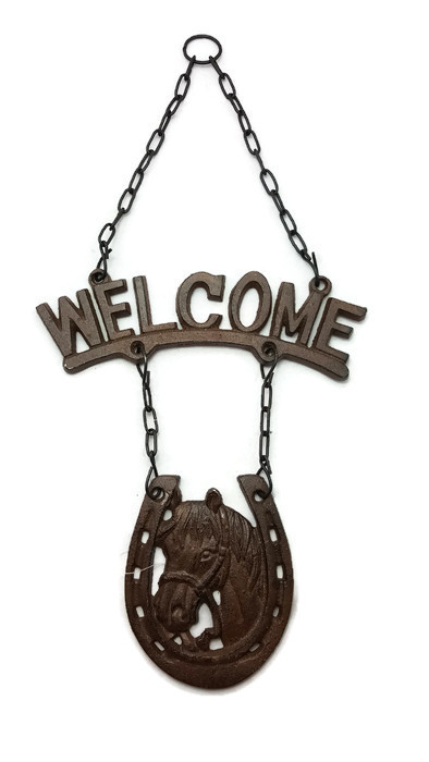 Texas Decor - Cast Iron Horse Welcome SIGN - 56624