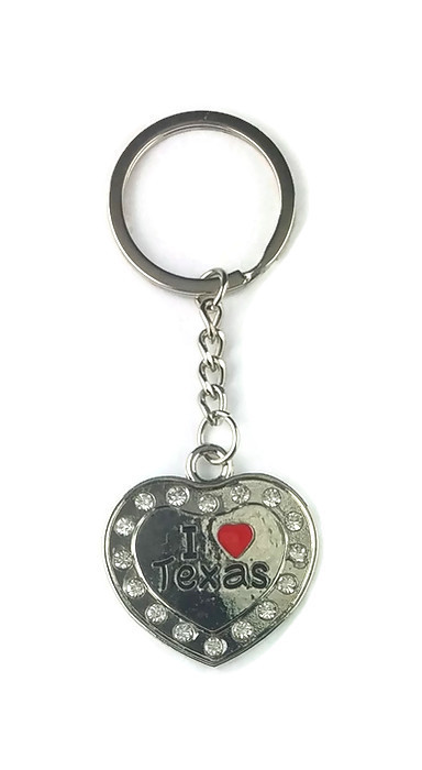 KEYCHAIN (KC) 66438 Texas Heart Bling - SOLD BY THE DOZEN ONLY