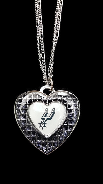 NBA San Antonio Spurs Glitter Stone Heart NECKLACE