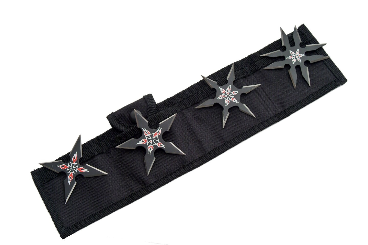 KNIFE 210816 Black w/Red Flame THROWING Stars