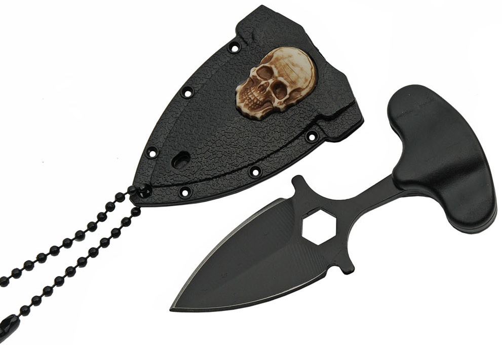 Knife - 211502 Skull Push DAGGER Necklace