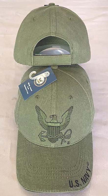 ''UNITED STATES NAVY HAT, EAGLE ANCHOR W/SHADOW, OLIVE DRAB''