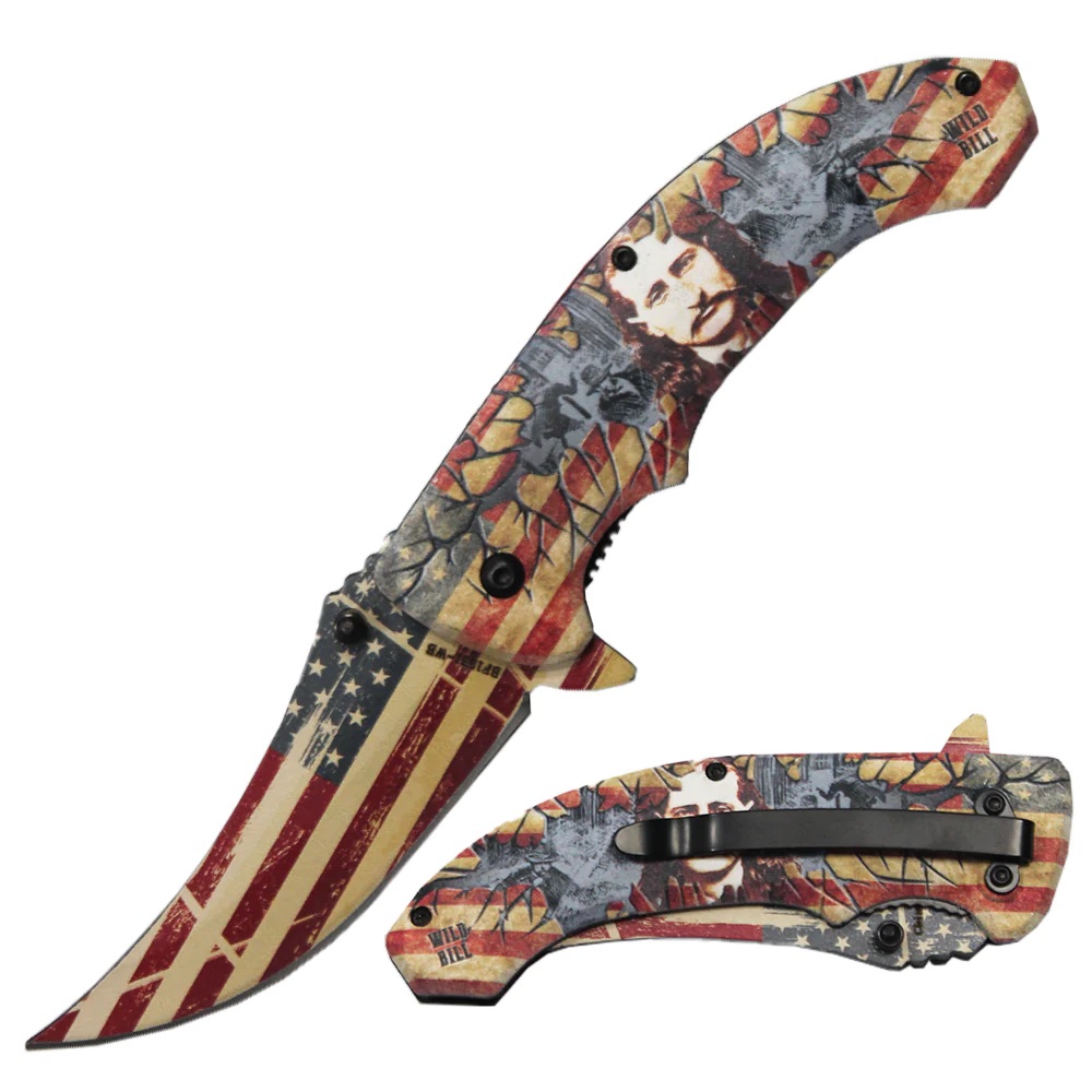 KNIFE BF1531-WB  WILD BILL HICKOK ON USA FLAG