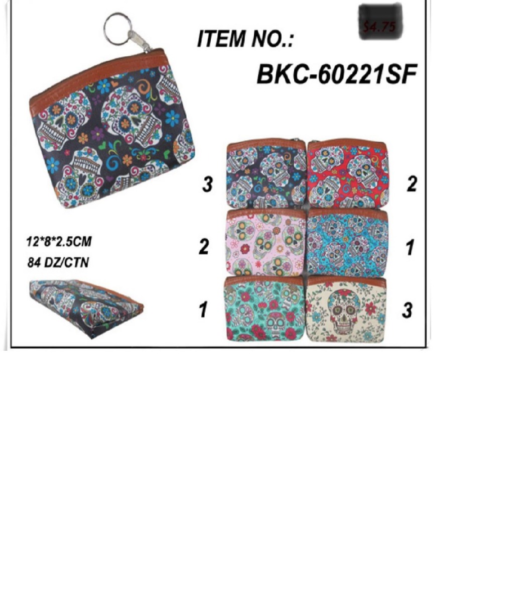 ''COIN PURSE SUGAR SKULL BKC60221SF, SOLD BY THE DZ''