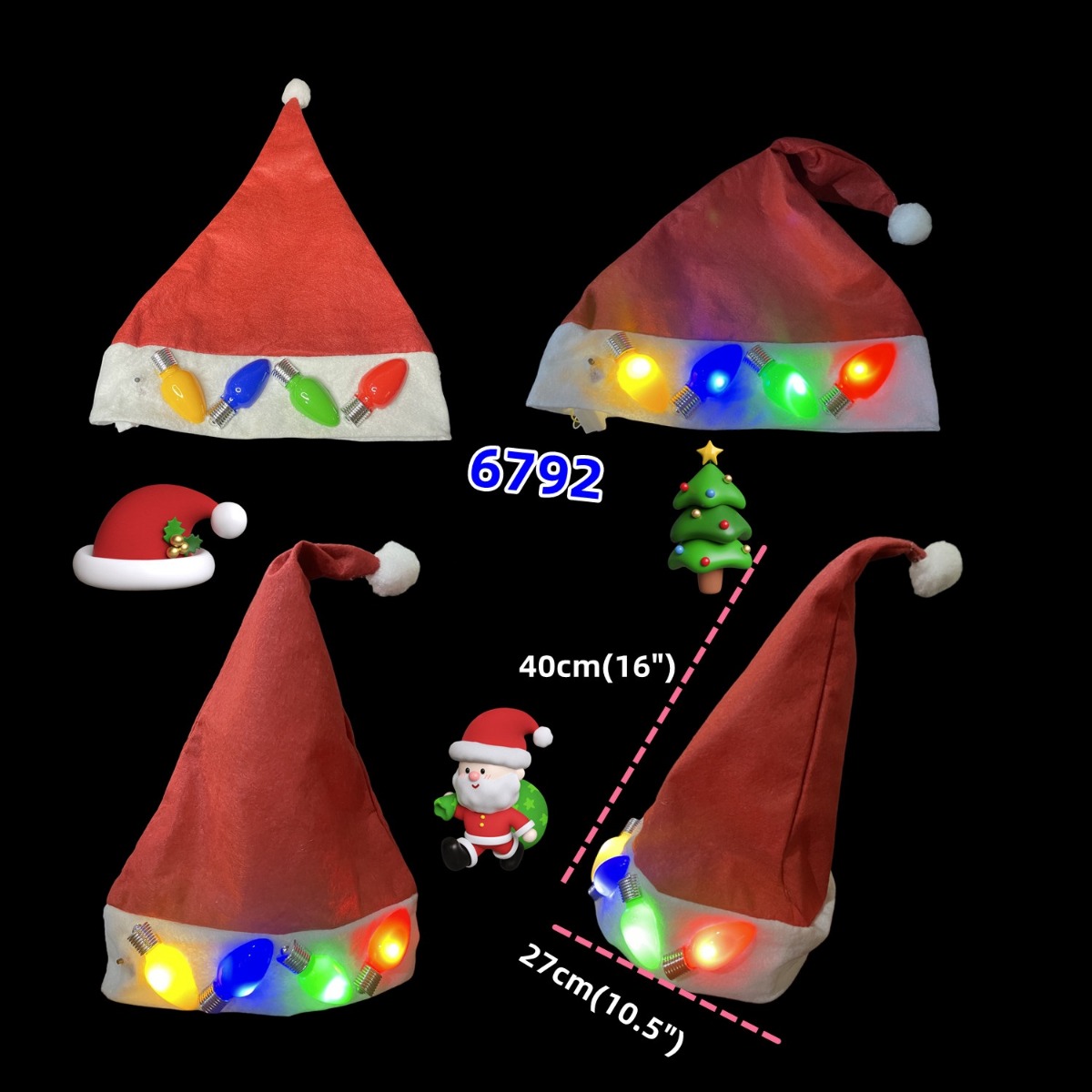 ''CHRISTMAS HAT W/ BIG BULB 6792, SOLD BY THE DOZEN''