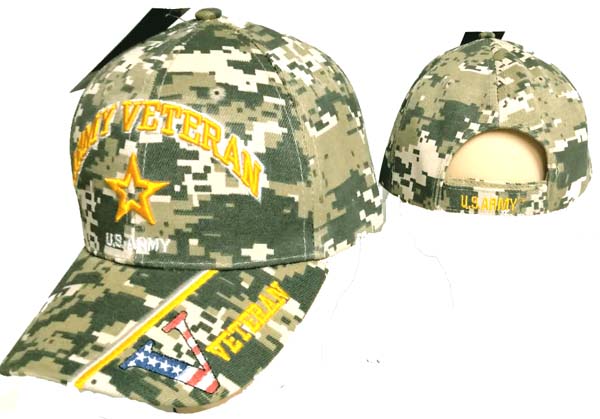ARMY HAT ARMY Star Veteran V on Bill CAP Camo