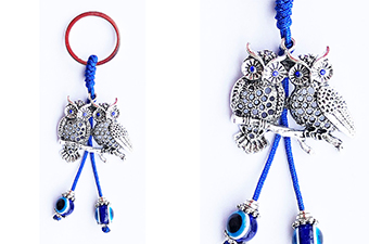 KC (KEYCHAIN) 68301 Two Owl Blue Stones SOLD BY THE DOZEN