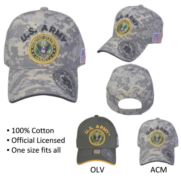 United States Army Seal HAT A04ARM06-ACM/BLK - Digi Camo
