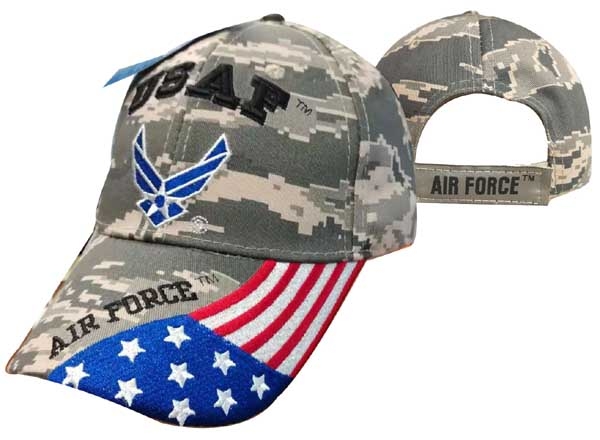 ''United States Air Force HAT ''''USAF'''' Wings w/Flag Bill Digi Camo CAP603GC''