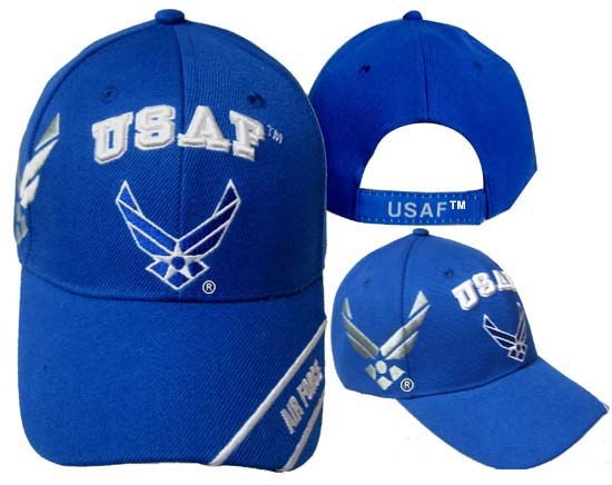 United States Air Force HAT ''USAF'' w/Wings&Shadow-RYL BL CAP603T 