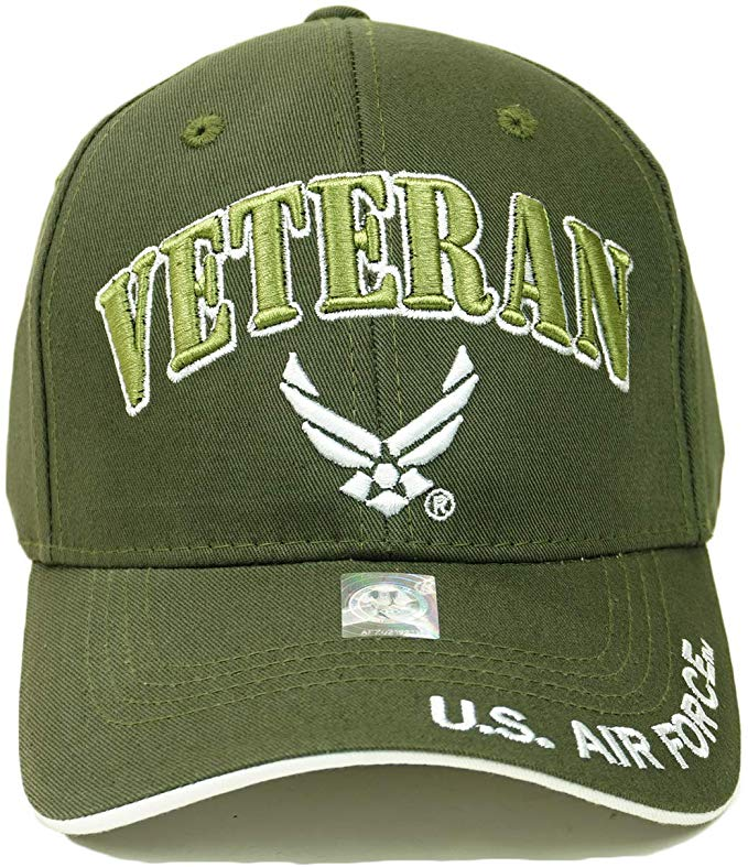 United States Air Force VETERAN HAT with Wings Logo Olv - A04AIV01 OLV/WHT