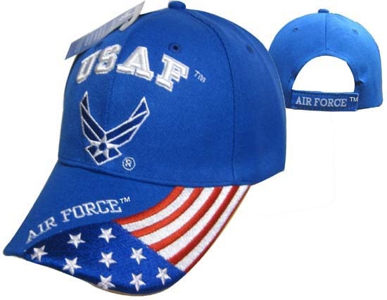 ''United States Air Force HAT ''''USAF'''' Wings w/Flag Bill Royal BL CAP603GA''