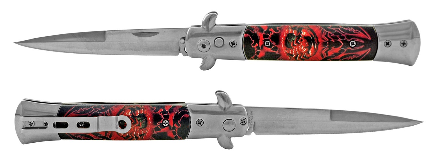 KNIFE - AFK2407CSP2 Red Scorpion Push Button