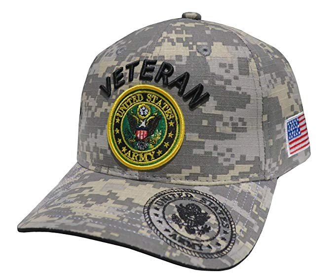 United States Army HAT Veteran w/U.S. Army Seal Digi Camo-A04ARV02-ACM/BK