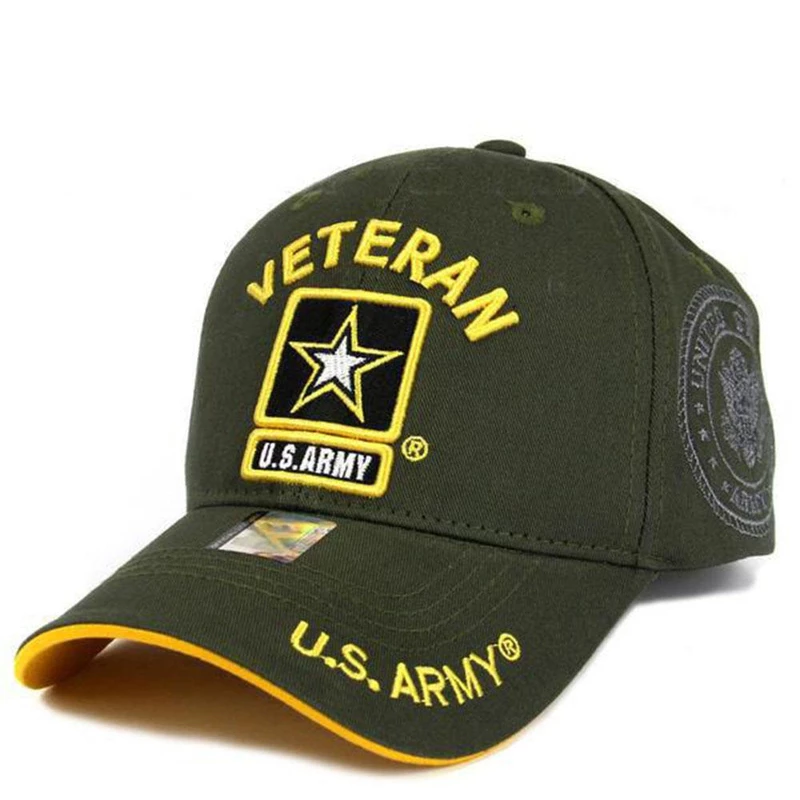 United States Army VETERAN HAT with Star Logo - Olive A04ARV01 OLV/GLD