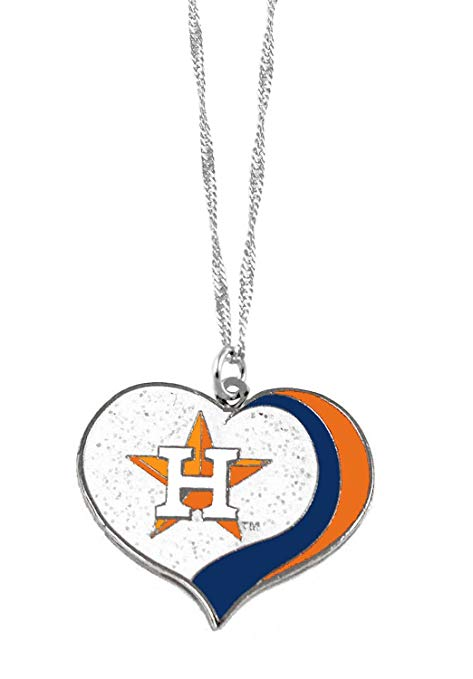 MLB Houston Astros Glitter Heart NECKLACE 