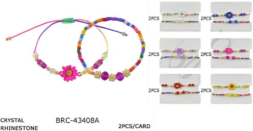 Bracelet - BRC-43408A 2PC FLOWER SOLD BY DOZEN