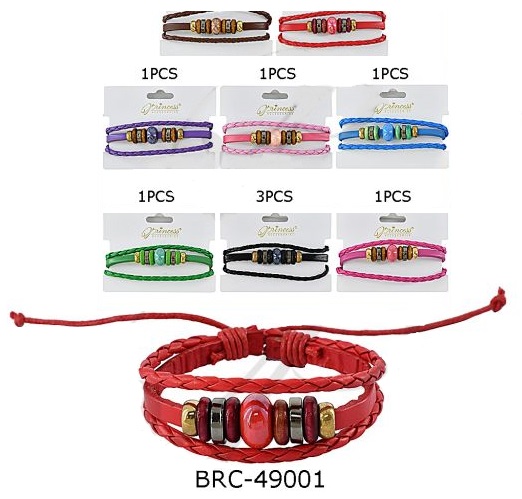Bracelet - LEATHER BRC-49001 SOLD BY THE DOZEN