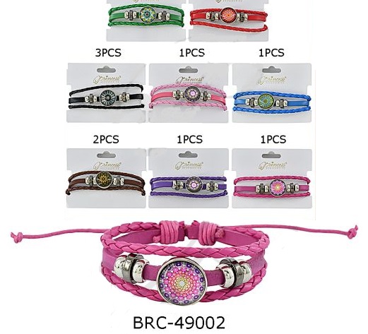 Bracelet - LEATHER BRC-49002 SOLD BY DOZEN