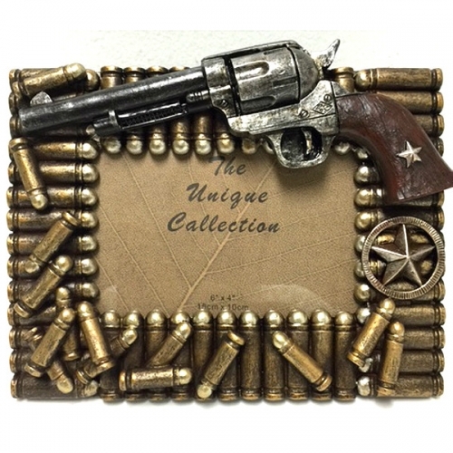 Texas Decor - Poly Resin Bullet & Gun Picture FRAME