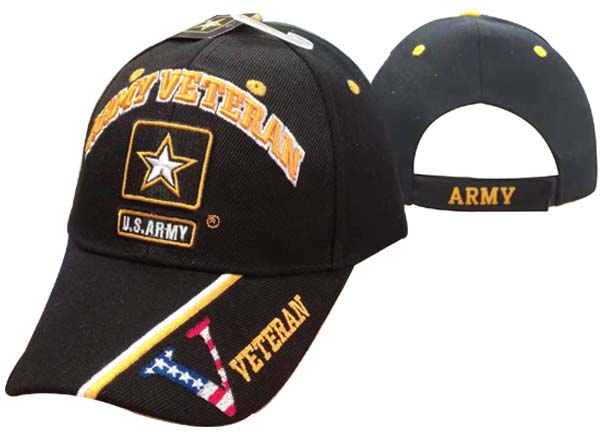 ''United States Army HAT ''''ARMY VETERAN'''' Star V/Flag on Bill-BK CAP591K''