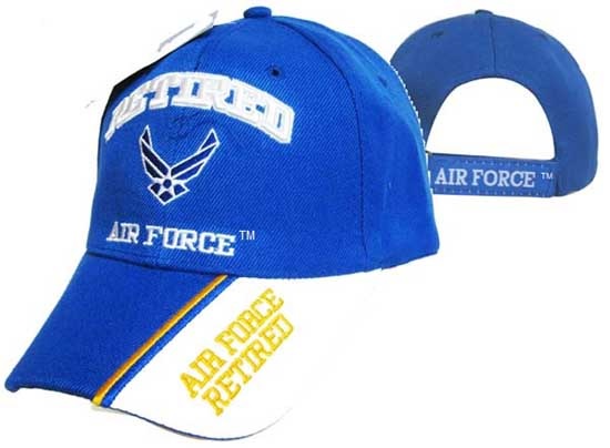 ''United States Air Force HAT - ''''RETIRED AIR FORCE'''' Wings-Royal BL CAP594''