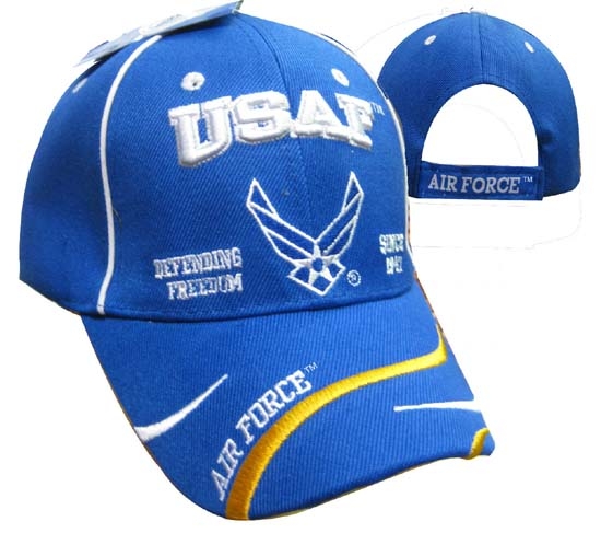 United States Air Force HAT Defending Freedom w/USAF&WINGS -RYL BL CAP597E