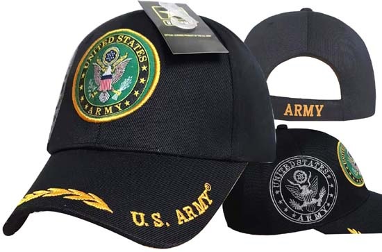 United States Army HAT  Seal w/Leaf Bill-BK CAP601B