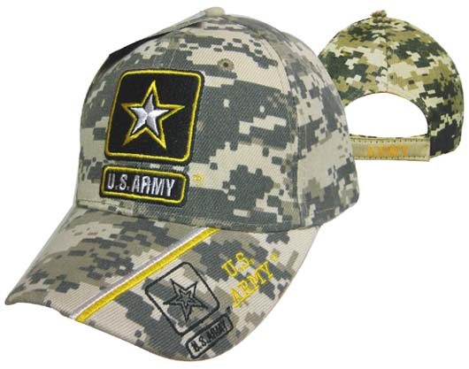 ARMY HAT STAR W/US ARMY ON BILL CAMO 