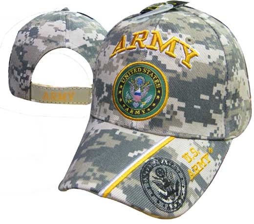 ''United States Army Hat ''''ARMY'''' Seal/GOLD Text w/Shadow Bill CAP601MC''