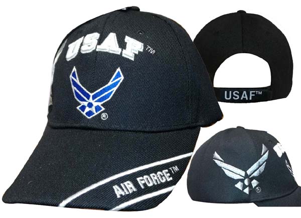 United States Air Force HAT ''USAF'' w/Wings&Shadow-BK CAP603SB