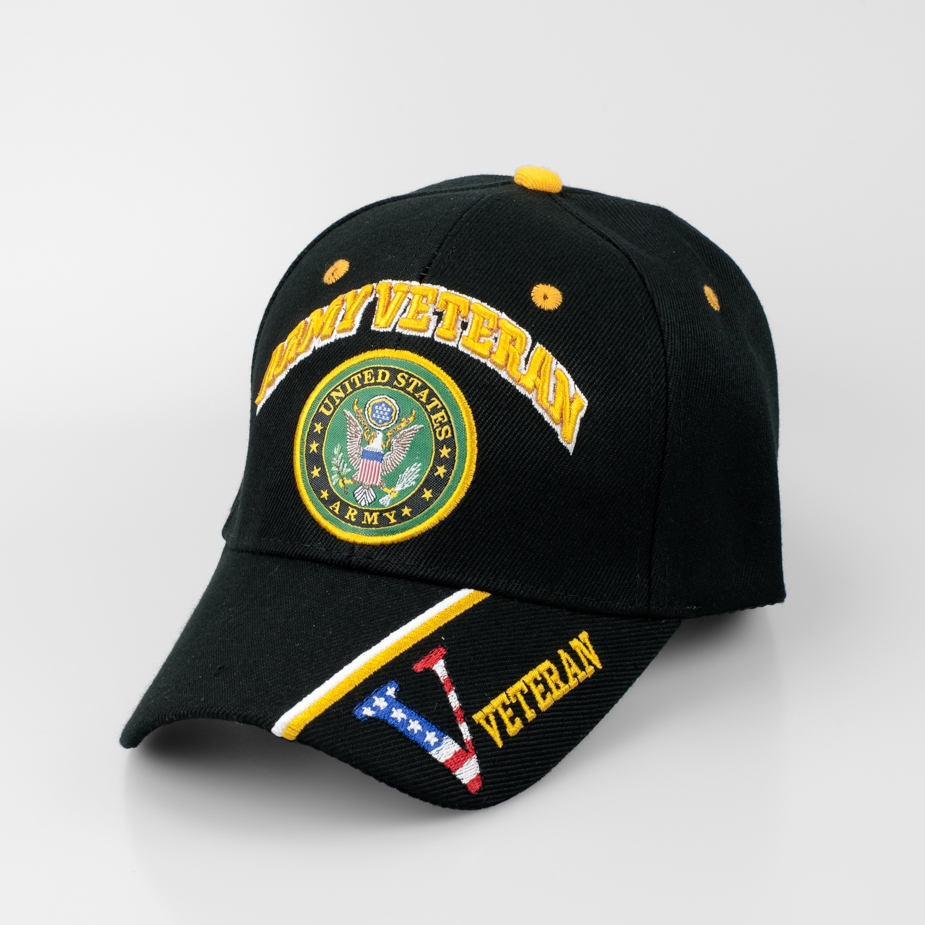 ''United States Army HAT ''''ARMY VETERAN'''' Seal V/Flag on Bill-BK ''