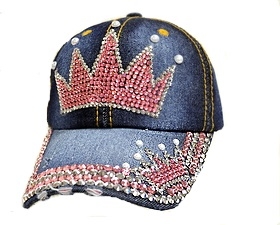 Rhinestone HAT - Pink Double Crown Denim- 18472