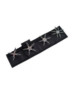 Knife 210816 Black w/Red Flame Throwing Stars