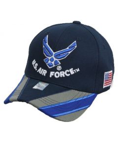 United States Air Force Wings Hat Blue/Grey Striped Bill - NV A04AIA18-NAV