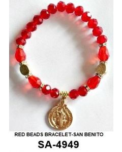 BRACELET SA-4949, ST.BENEDICT RED/GOLD, SOLD BY THE DOZEN