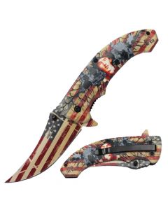KNIFE - BF1531-BK BILLY THE KID ON USA FLAG