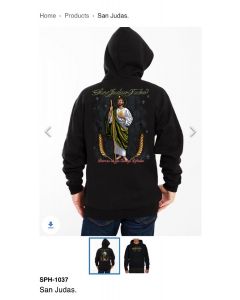ST. JUDAS HOODIE FRONT AND BACK