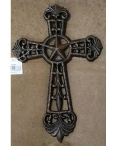 Texas Decor - Cast Iron Cross W/Star 56368